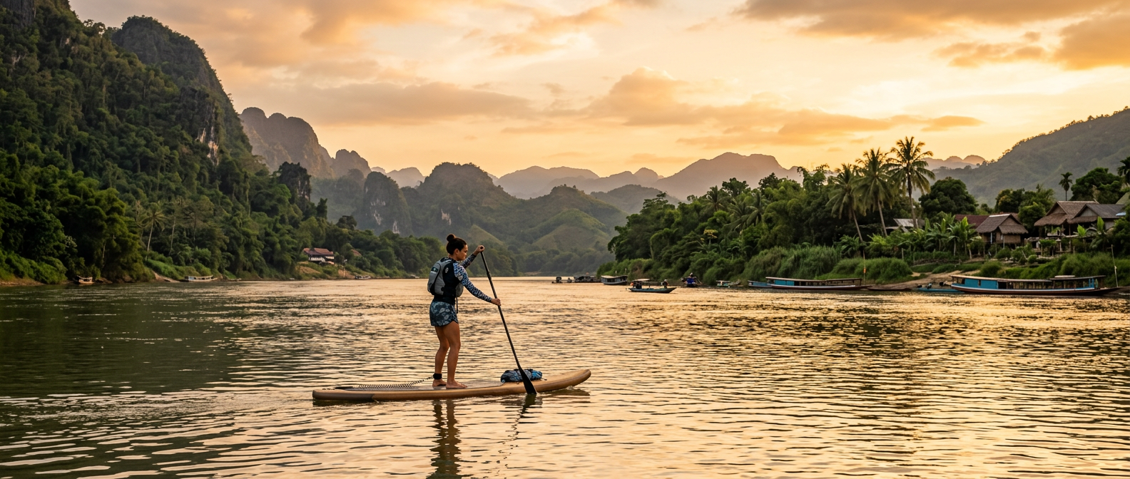 Stand-Up Paddling the Mekong, Laos
