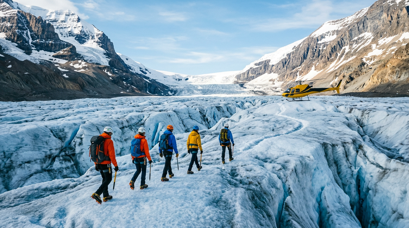 Heli-Hiking on the Athabasca Glacier, Canada