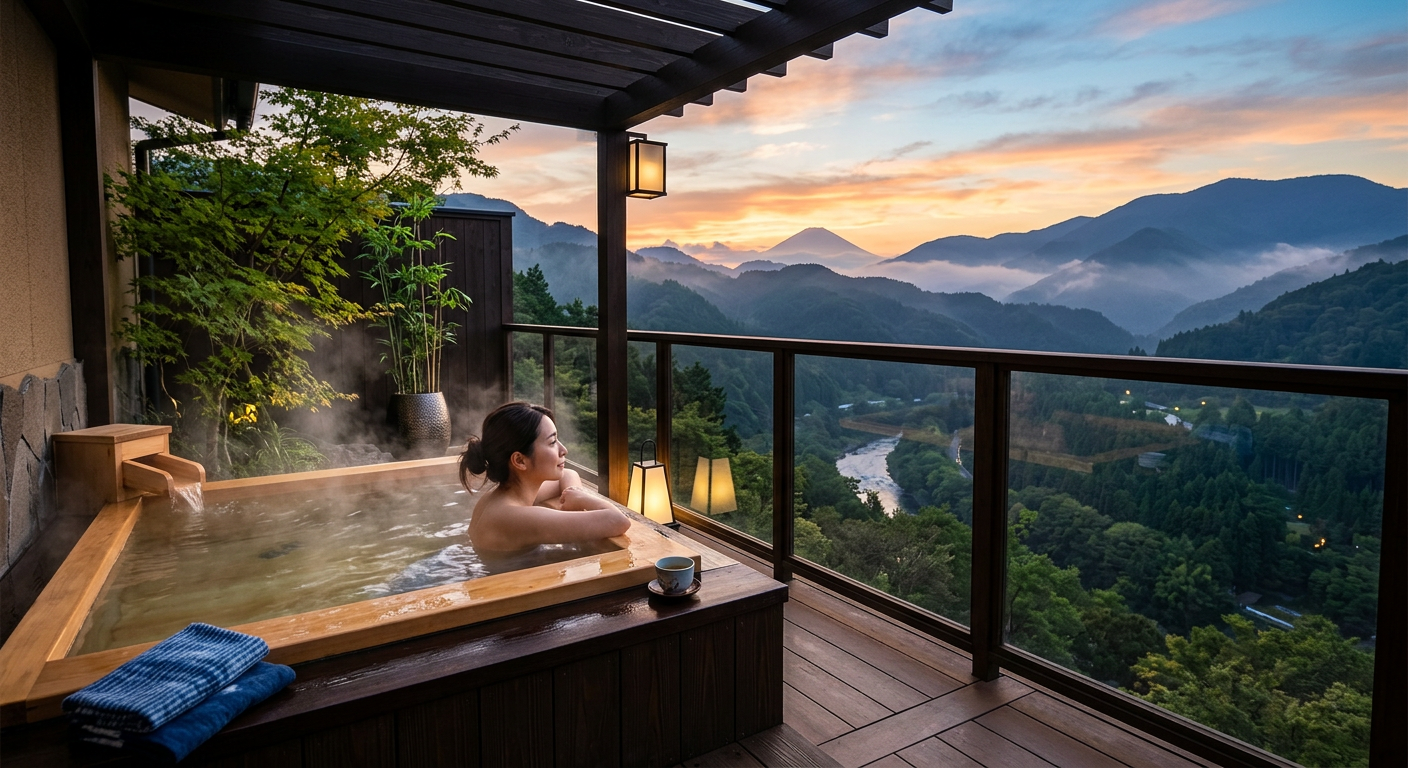 Modern Luxury in Japan: Onsen on the Balcony